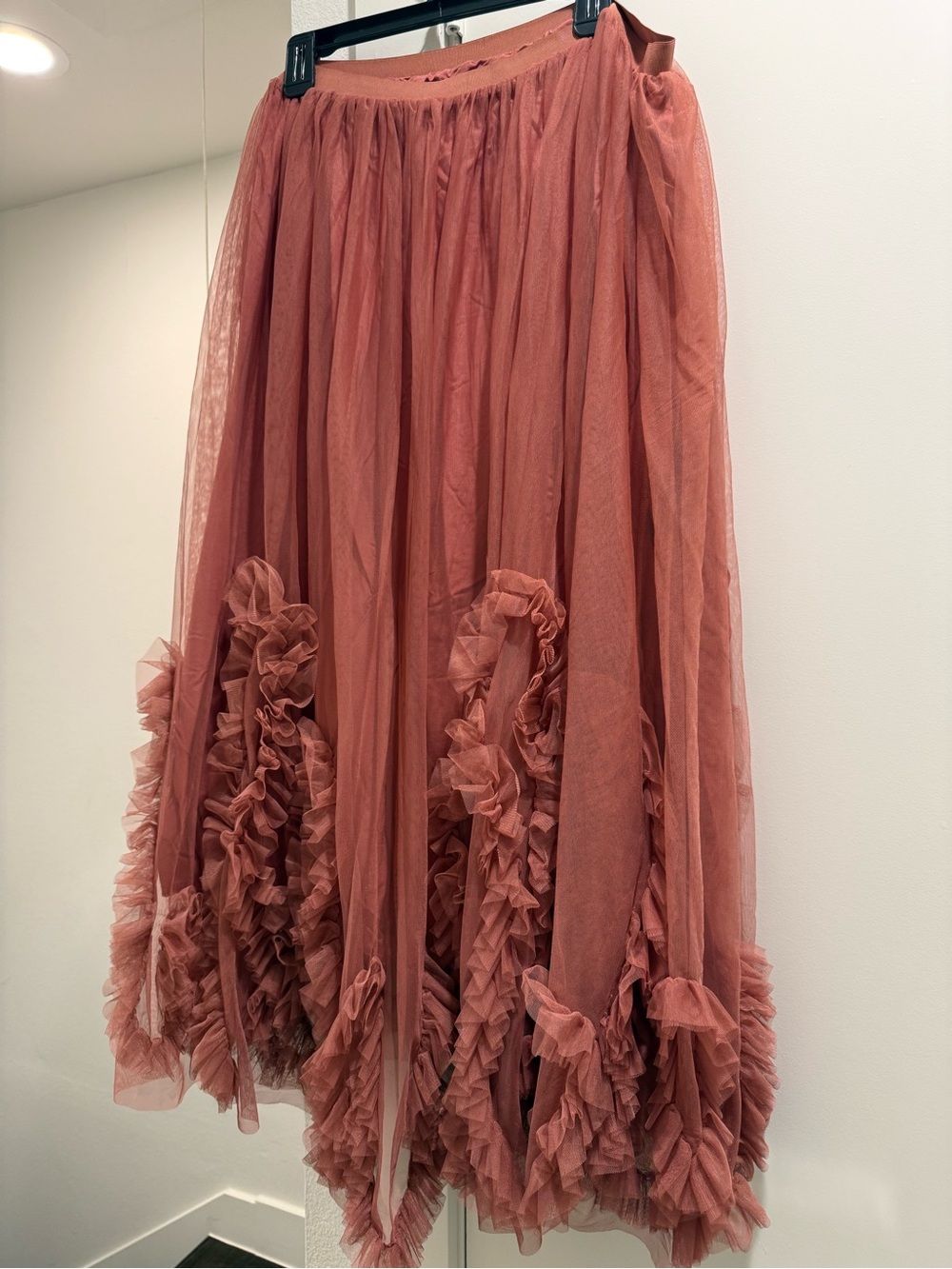 Anthropologie Layered Ruffle Tulle Maxi Skirt - Rose Clay - Picture 3 of 6